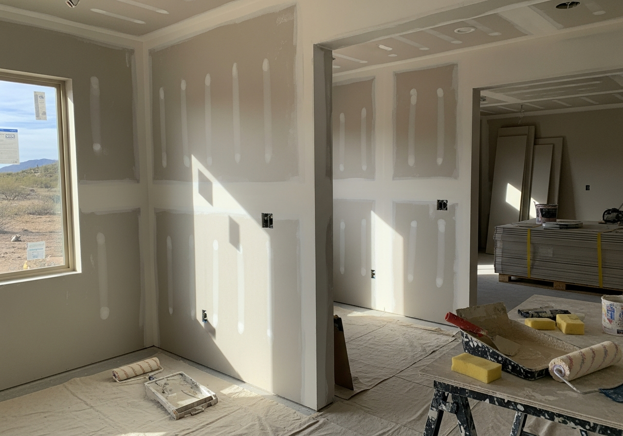 Interior room with newly installed drywall and finished paint in Tucson